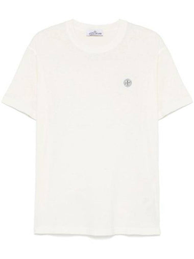 Logo Crew Neck Cotton Short Sleeve T-Shirt Ivory - STONE ISLAND - BALAAN 1