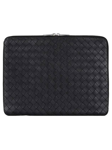 Intrecciato Document Case Clutch Bag Black - BOTTEGA VENETA - BALAAN 1