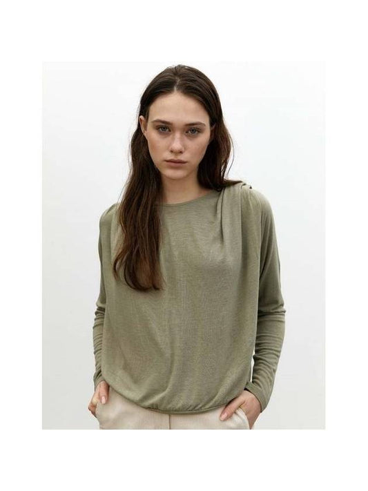 Wishpearl Draped Jersey Long Sleeve T-Shirt Avocado Green - KILHOUETTE - BALAAN 1