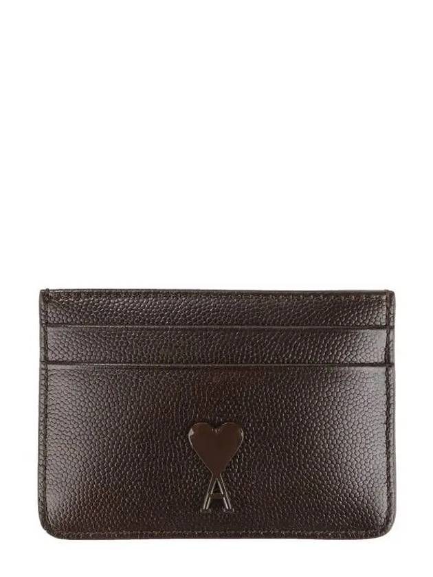 PARIS Unisex Heart Logo Card Wallet USL013 AL0004 610 Brown 271351 - AMI - BALAAN 1