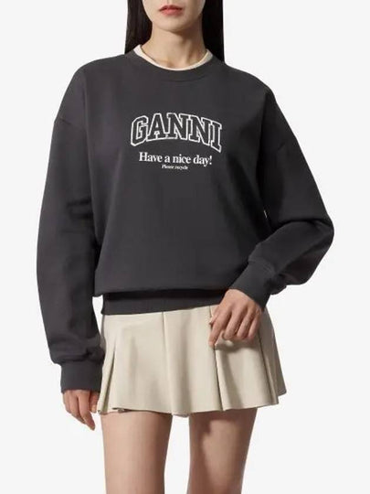 Logo Print Sweater Black - GANNI - BALAAN 2