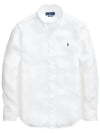 Embroidered Logo Linen Long Sleeve Shirt White - POLO RALPH LAUREN - BALAAN 2