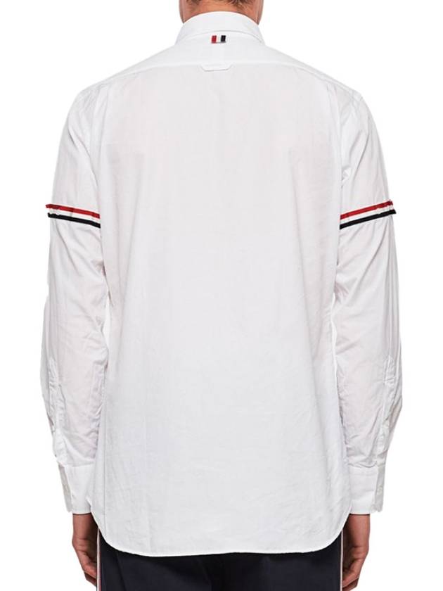 Men's Poplin Grosgrain Armband Classic Long Sleeve Shirt White - THOM BROWNE - BALAAN 6