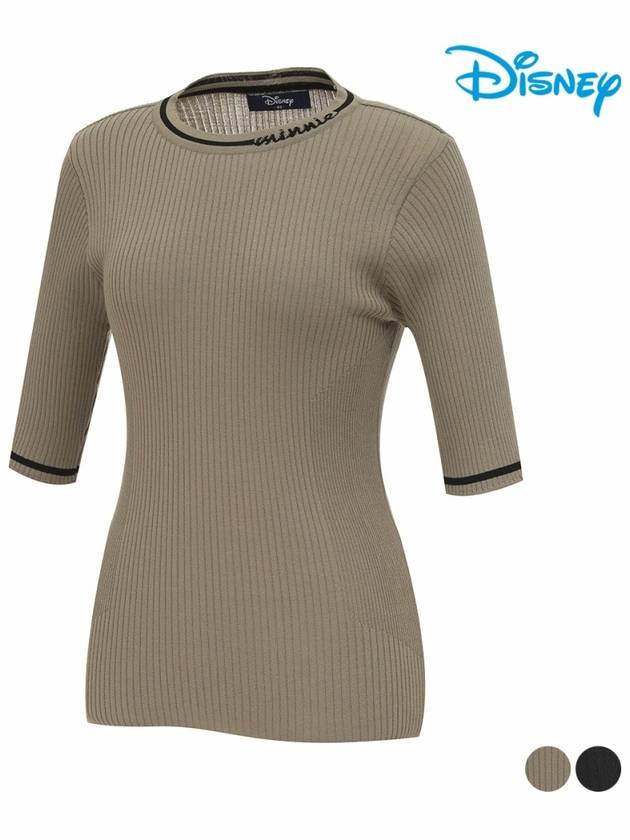 Women s Simple Line Ribbed Round Knit Sweater DM1LKT008 - DISNEY GOLF - BALAAN 1