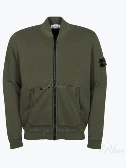 Logo Patch Zip Up Jacket Musk Green - STONE ISLAND - BALAAN 2