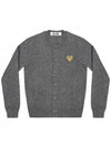 Women's Gold Heart Wappen Wool Cardigan Grey - COMME DES GARCONS - BALAAN 2