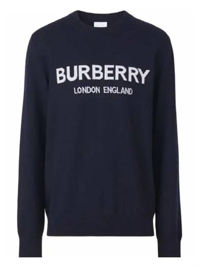 Jacquard Logo Wool Knit Top Navy - BURBERRY - BALAAN 2