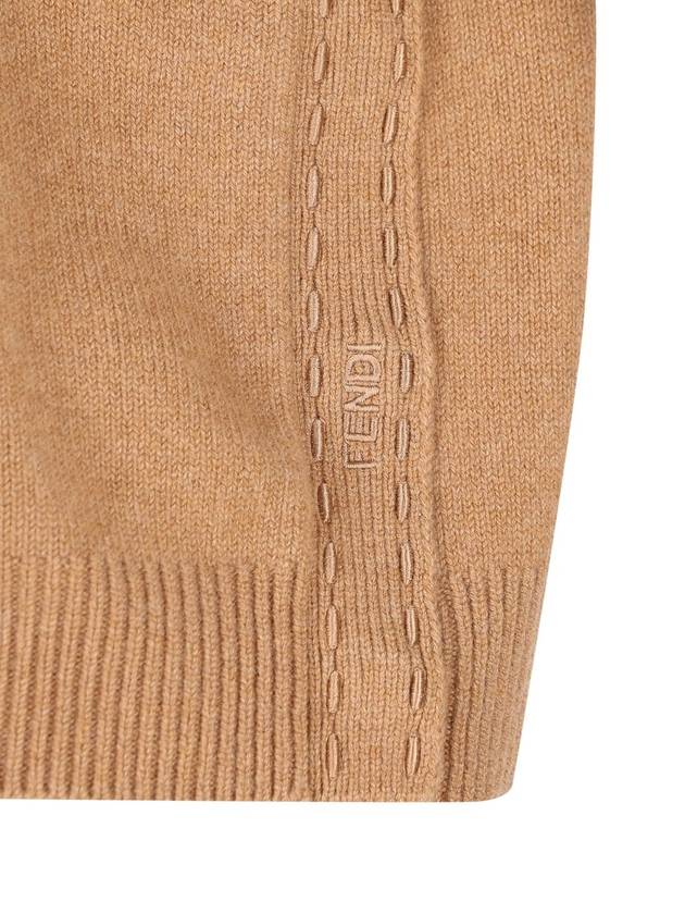 Pullover Cashmere Turtleneck Beige - FENDI - BALAAN 4