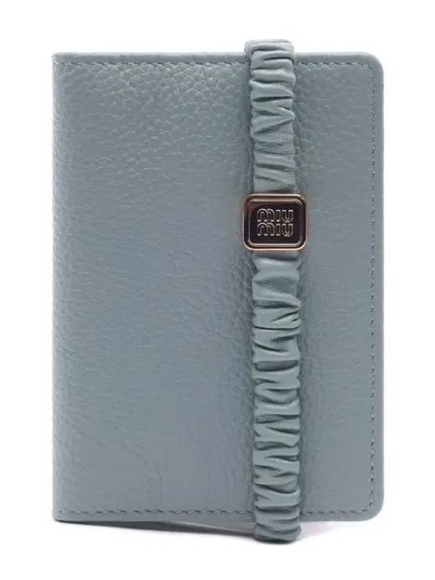 Logo Plaque Half Wallet Blue - MIU MIU - BALAAN 1