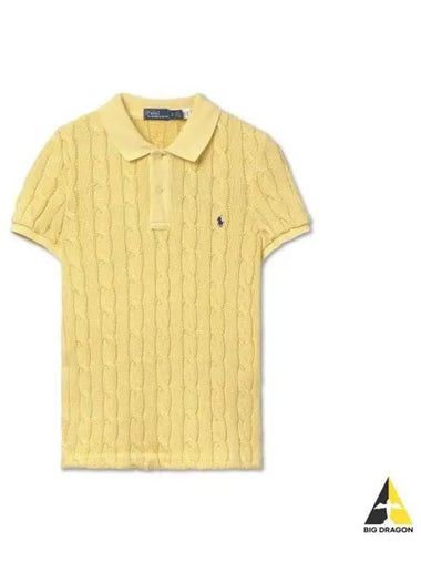 W slim fit cable knit polo shirt yellow - POLO RALPH LAUREN - BALAAN 1