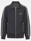 Triangle Logo Wool Mohair Track Jacket Black - PRADA - BALAAN 4