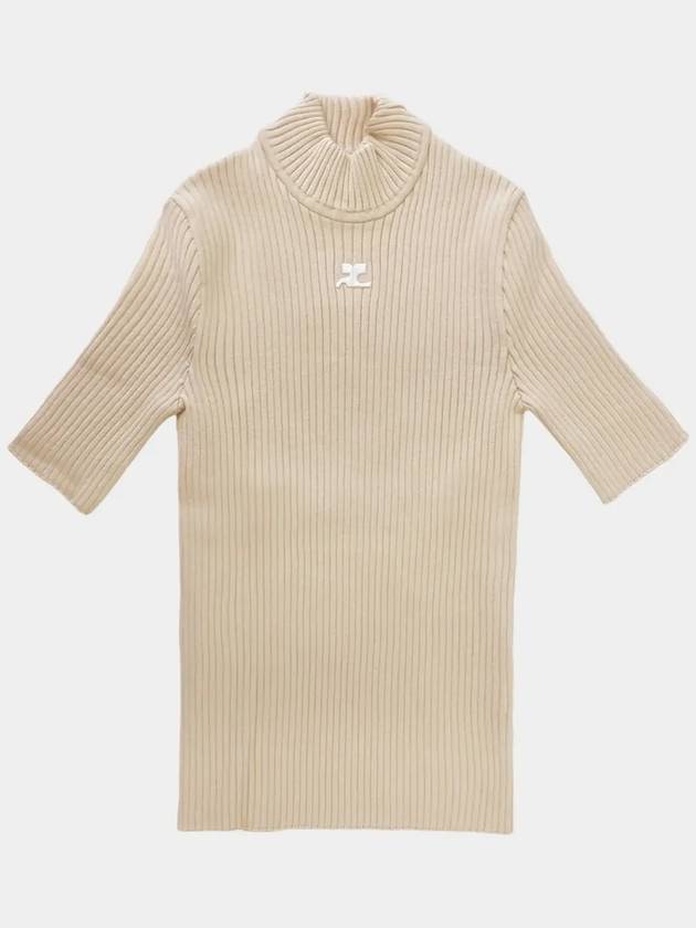 Reedition Knit Short Sleeve Turtle Neck Sand - COURREGES - BALAAN 8