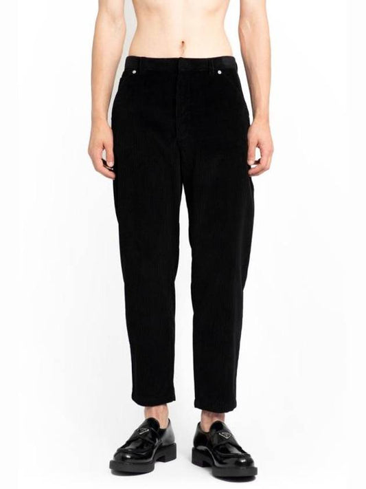 Pinwale Corduroy Carrot Fit Straight Pants Black - PRADA - BALAAN 1