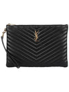 Gold Monogram Matelasse Clutch Bag Black - SAINT LAURENT - BALAAN 3