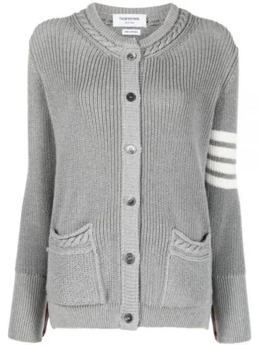 Cotton Jersey Flower 4 Bar V Neck Cardigan Grey - THOM BROWNE - BALAAN 2