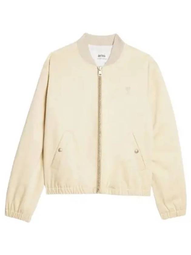 Zip-Up Blouson Jacket Ivory - AMI - BALAAN 2