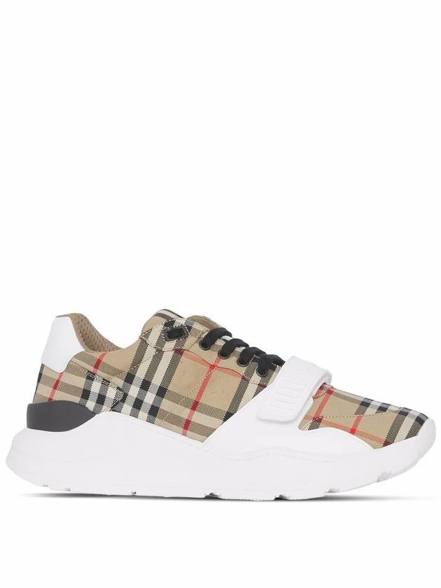 Vintage Check And Leather Sneakers White Archive Beige - BURBERRY - BALAAN 4