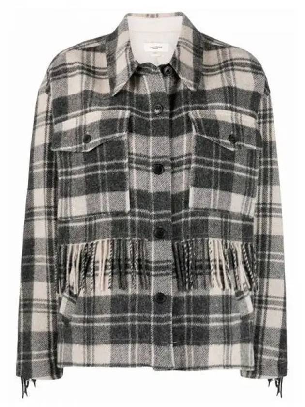 22SS Pillora Check Fringe Coat VE1740 22P004E ECBK Other 270346 1006195 - ISABEL MARANT - BALAAN 1