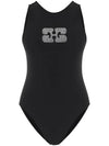 Butterfly Logo One-Piece Swimsuit Black - GANNI - BALAAN 2