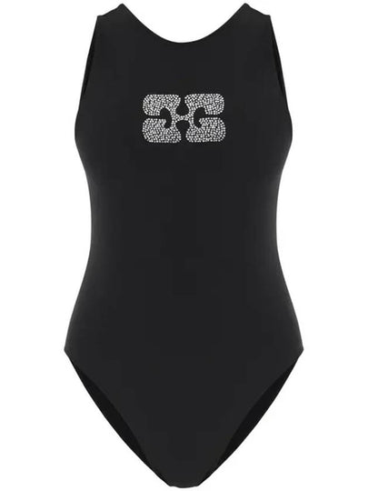 Butterfly Logo One-Piece Swimsuit Black - GANNI - BALAAN 2