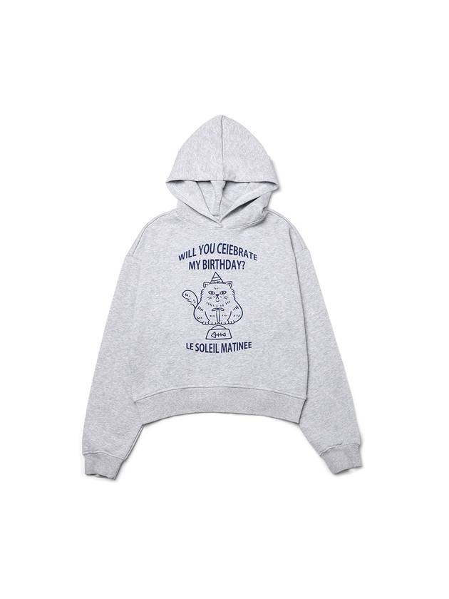 Birthday Cat Hoodie Melange Grey - LE SOLEIL MATINEE - BALAAN 1