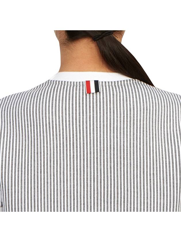 4-Bar Striped Knit Top Grey - THOM BROWNE - BALAAN.