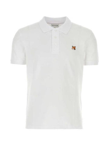 Fox Head Patch Cotton Polo Shirt White - MAISON KITSUNE - BALAAN 1