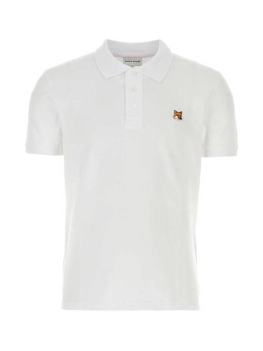 Fox Head Patch Cotton Polo Shirt White - MAISON KITSUNE - BALAAN 1