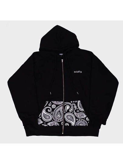 Unisex Front Back Paisley Zip-Up Hoodie Black - RESPECT - BALAAN 2