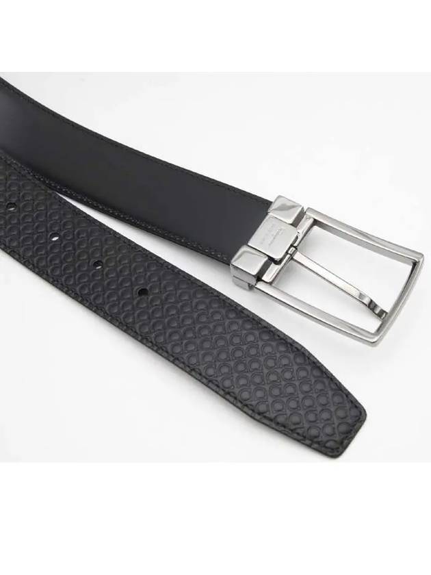 Gancini Reversible Adjustable Belt Black - SALVATORE FERRAGAMO - BALAAN.