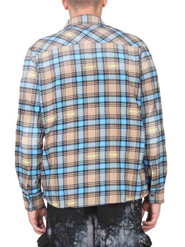 Men's Check Print Long Sleeve Shirt - OFF WHITE - BALAAN 4