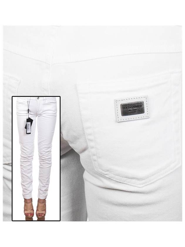 Women's Bag Label Skinny Jeans White - DOLCE&GABBANA - BALAAN.