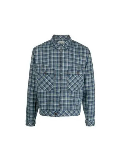 Double RL Indigo Check Linen Cotton Shirt Jacket Blue - POLO RALPH LAUREN - BALAAN 2