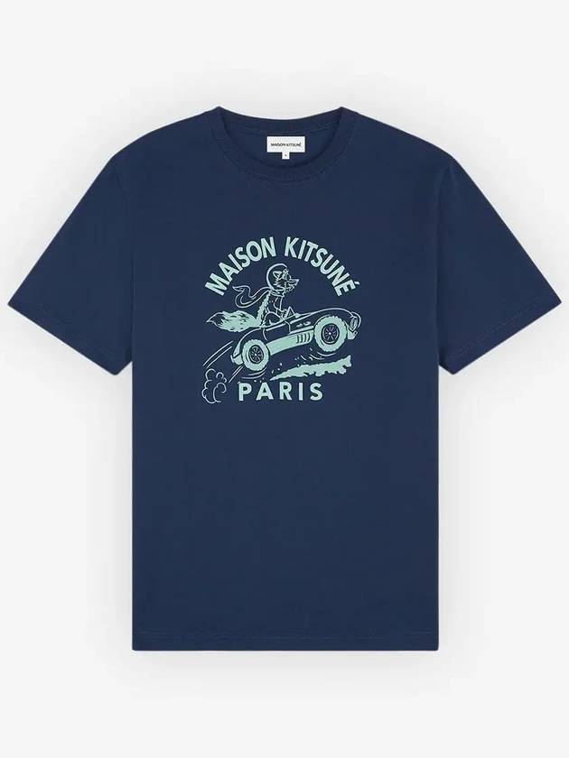 Racing Fox Short Sleeve T-Shirt Blue - MAISON KITSUNE - BALAAN 3