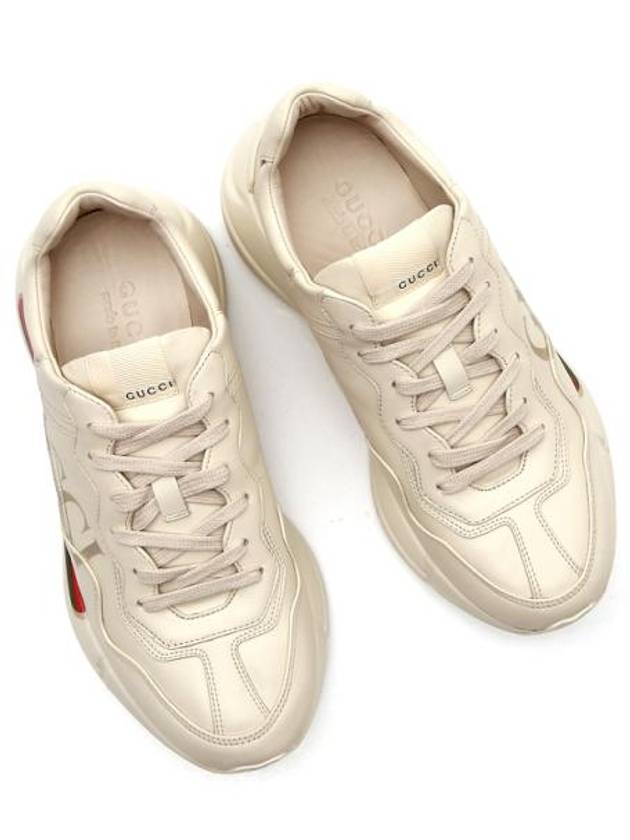 Rhyton Leather Sneakers Logo Ivory - GUCCI - BALAAN 3