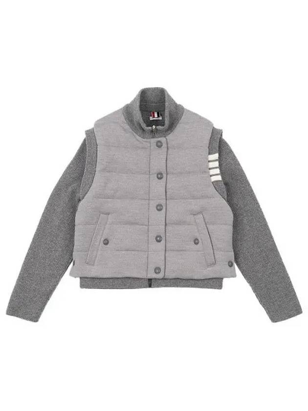 Fine Merino Reversible Wool Down Zip-Up Jacket Grey - THOM BROWNE - BALAAN 2