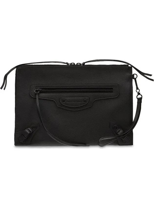 NEO Neo Classic Hand Strap Grain Leather Clutch Bag Black - BALENCIAGA - BALAAN 1