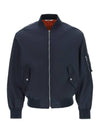 Men's Neon Back Logo Bomber Jacket Navy - VALENTINO - BALAAN 1