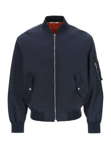 Men's Neon Back Logo Bomber Jacket Navy - VALENTINO - BALAAN 1