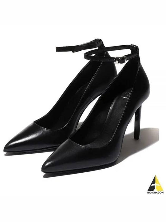 Leather Strap Sandals Heels Black - AMI - BALAAN 2