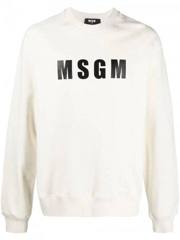 Logo Print Crew Neck Sweatshirt White - MSGM - BALAAN 1