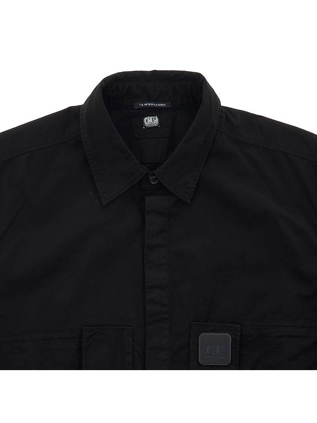 Men's Lens Waffen Gabadin Long Sleeve Shirt Black - CP COMPANY - BALAAN 4