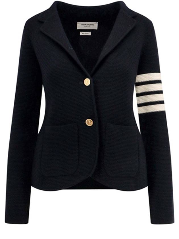 Women's Fine Merino Wool Link Jacket Navy - THOM BROWNE - BALAAN 2