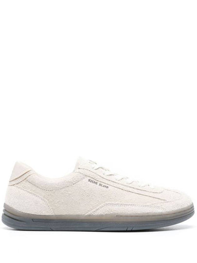 Logo Suede Low Top Sneakers Cream - STONE ISLAND - BALAAN 2