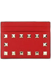 Rockstud Card Wallet Red - VALENTINO - BALAAN 1