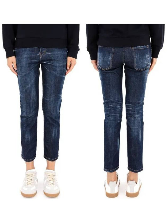 Women's Logo Patch Crop Cool Girl Jeans S75LB0820 S30342 470 - DSQUARED2 - BALAAN.