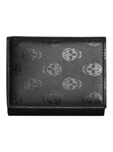 Skull Pattern Half Wallet Black - ALEXANDER MCQUEEN - BALAAN 1