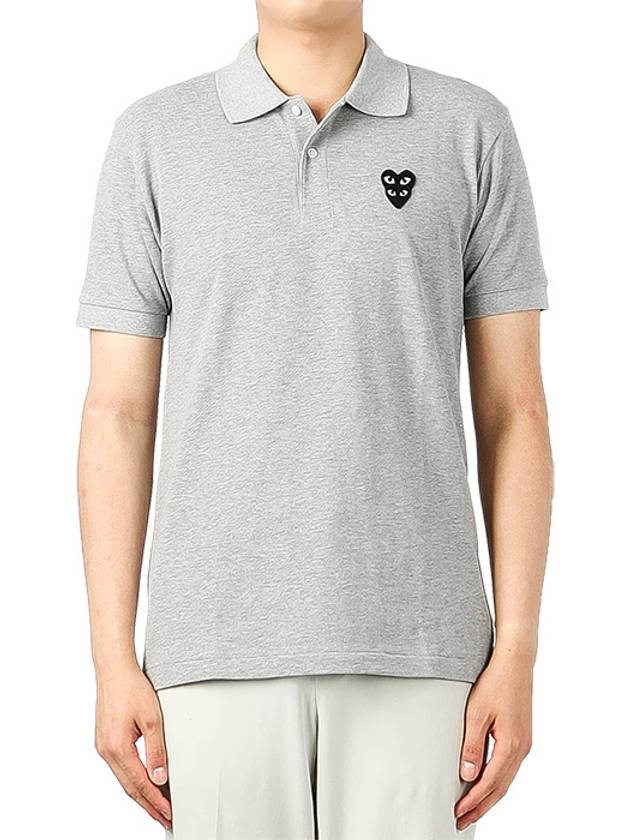 Men's Double Heart Short Sleeve PK Shirt Gray - COMME DES GARCONS PLAY - BALAAN 2