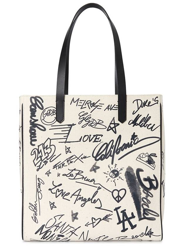 Contrasting Graffiti Print Tote Bag White - GOLDEN GOOSE - BALAAN 5