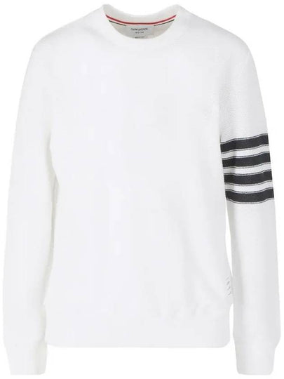 Open Raschel Stitch 4-Bar Sweatshirt White - THOM BROWNE - BALAAN 2